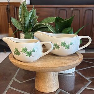 Vintage Creamer and Gravy Boat Ivy Design